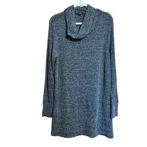 FLAX Sweater Womens Petite Small Gray Print Cowl Neck Tunic Pullover Sweatshirt